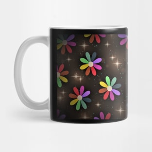 Colorful Flowers and Stars at night Mug